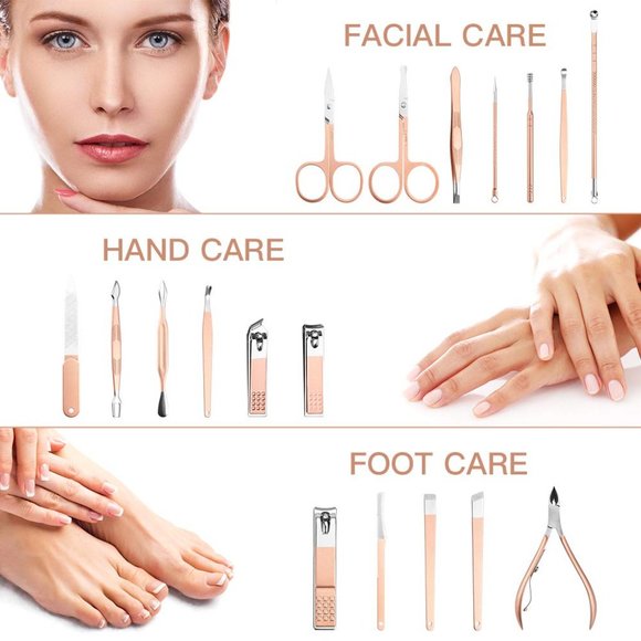 Professional Makeup Kit & Manicure Gift Set NWT! - 18 pc Rose Gold with case! - Picture 14 of 16